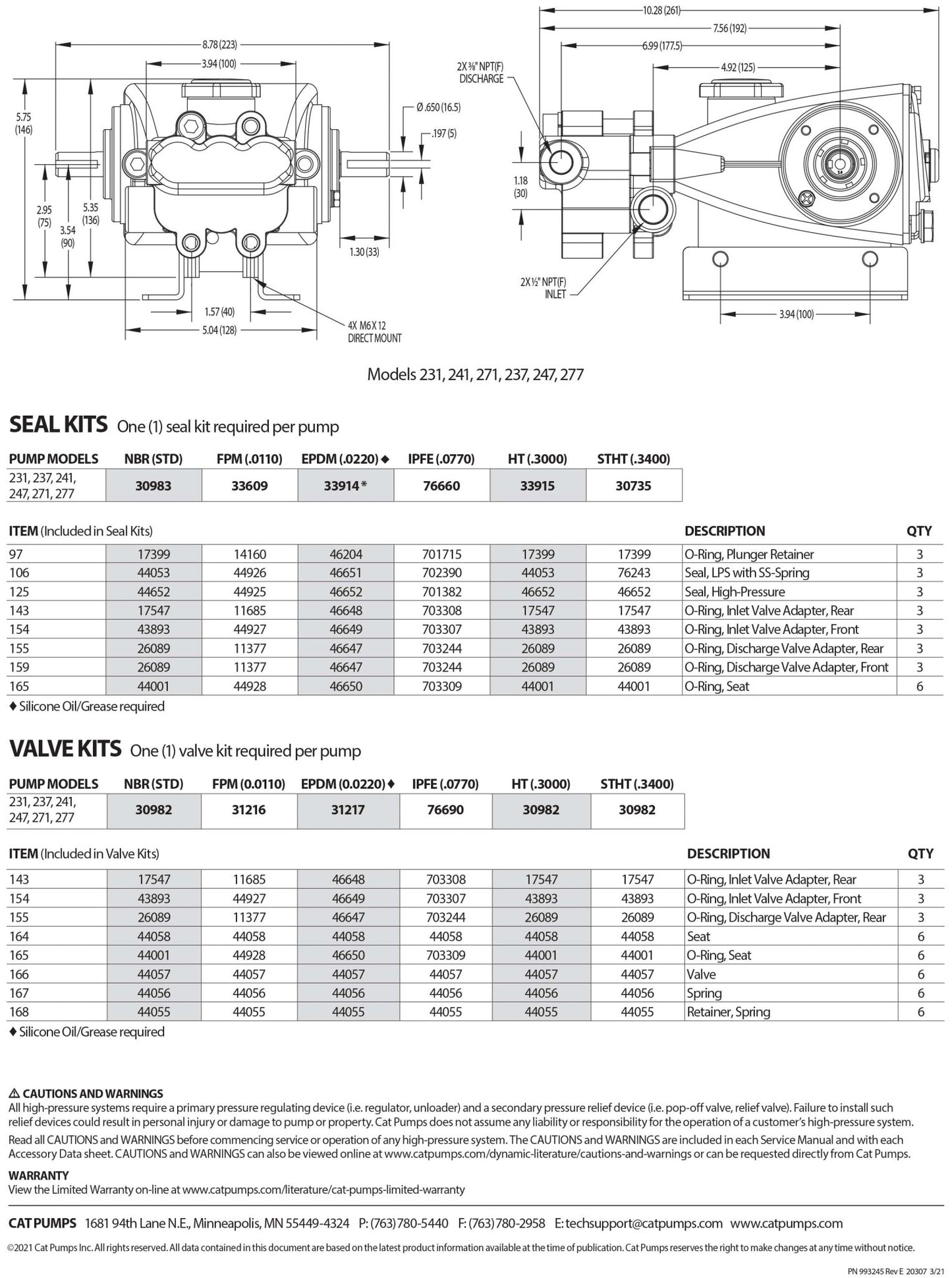 247 Cat Pump 3.6 GPM / 13.6 LPM 1200 PSI 1/2" NPT(F) Inlet Port Size 3/8" NPT(F) Discharge Port Size 1725 RPM Belt, Clutch, Flexible Coupling and Bellhousing Drive Type(s) (NAB) Nickel Aluminum Bronze 3 Frame Plunger Pump - Hydrocomponents & Technologies Inc.