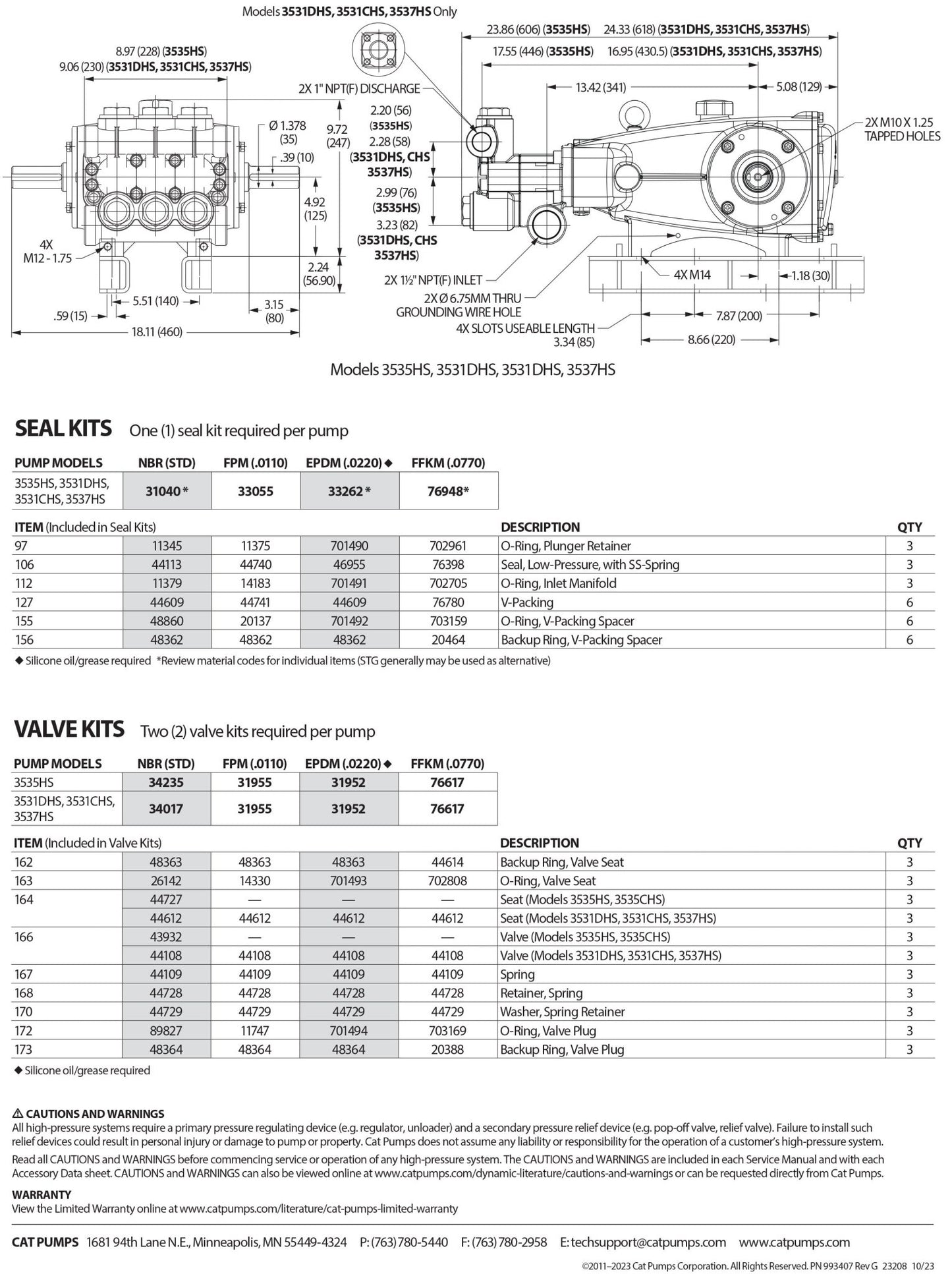 3531DHS.0770 Cat Triplex Positive Displacement Plunger Pump 36 GPM 1200 PSI 35 - Frame , 316 Stainless Steel Block - Style Manifold , High Strength Connecting Rods and Plunger Rods , Specialty Pure PTFE (Teflon) Seal Option , O - Rings: FFKM (Isolast) - Hydrocomponents & Technologies Inc.