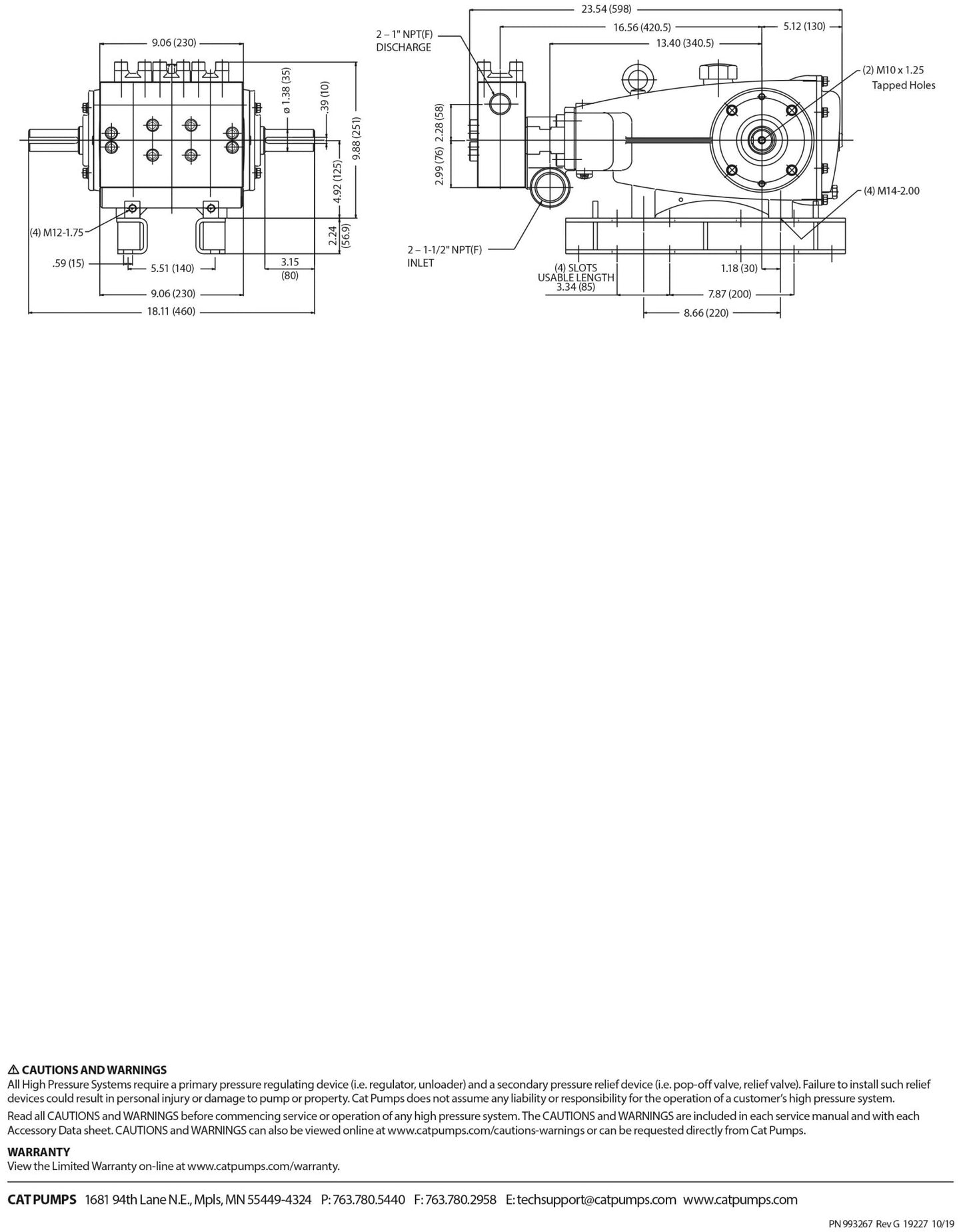 49759 CAT Pumps Manifold Inlet for Model 3560 Forged Brass (FBB) - Hydrocomponents & Technologies Inc.