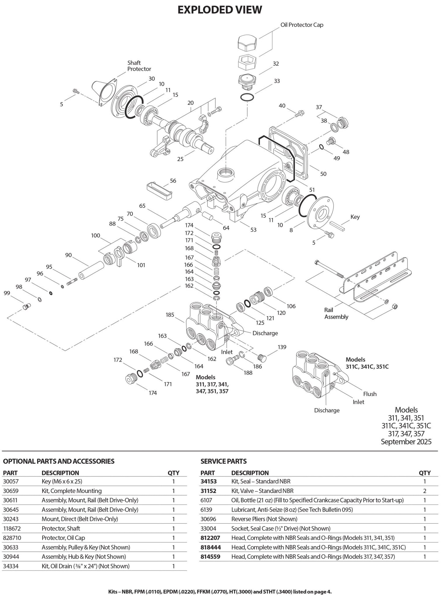 341 Cat Pump 4 GPM / 15.1 LPM 1800 PSI 1/2" NPT(F) Inlet Port Size 3/8" NPT(F) Discharge Port Size 1725 RPM Belt, Clutch, Flexible Coupling and Bellhousing Drive Type(s) 316 Stainless Steel - Hydrocomponents & Technologies Inc.