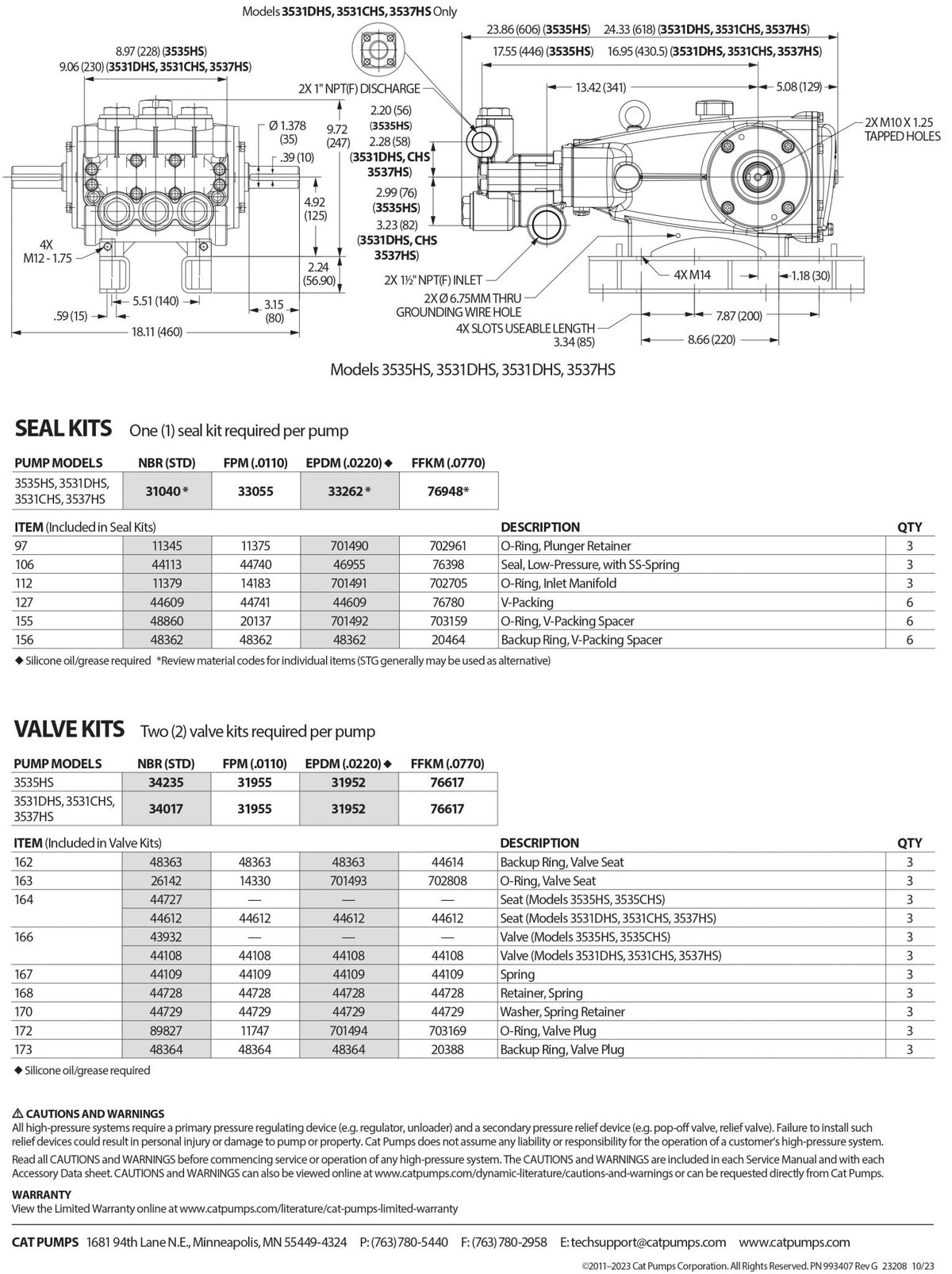 3537HS Cat Triplex Positive Displacement Plunger Pump 36 GPM 1200 PSI , 35 - Frame , Nickel Aluminum Bronze (NAB) , High Strength - Hydrocomponents & Technologies Inc.