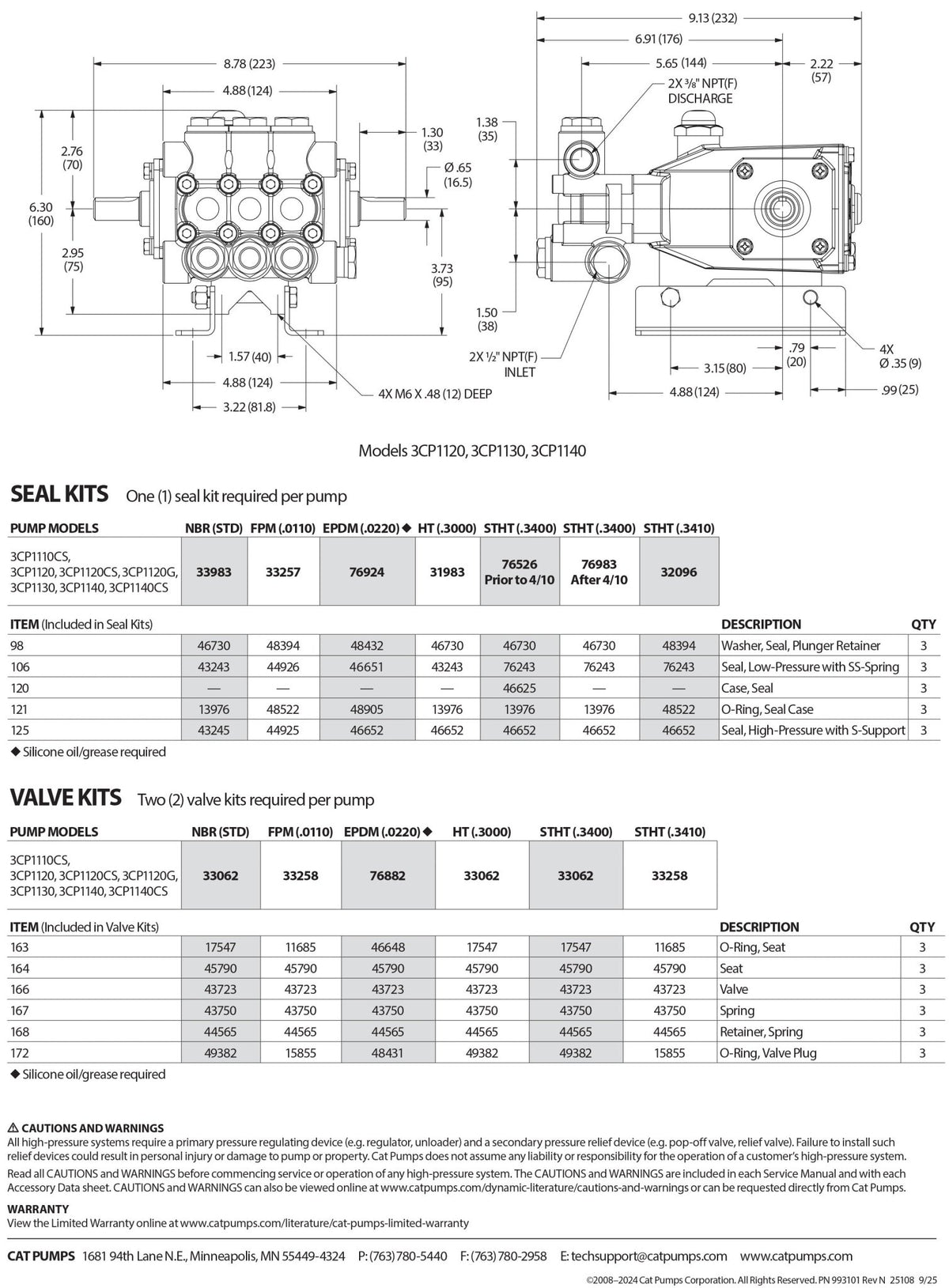 3CP1140.44101 Cat Triplex Positive Displacement Plunger Pump 3.6 GPM 2200 PSI , Direct Shaft , Direct Drive , Flange Bypass Barbed , Right - Hand Shaft Orientation , Brass - Hydrocomponents & Technologies Inc.