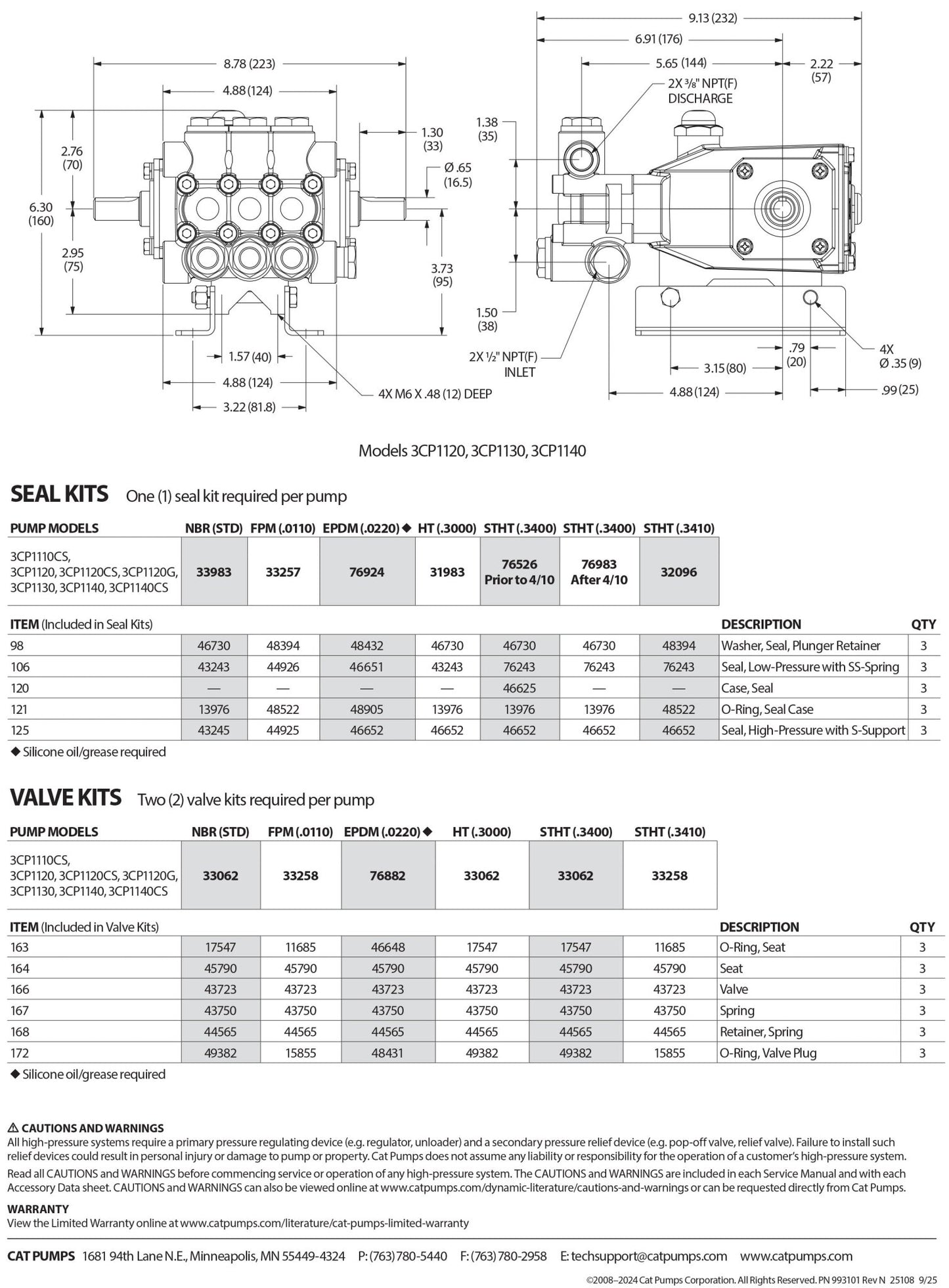 3CP1140.44101 Cat Triplex Positive Displacement Plunger Pump 3.6 GPM 2200 PSI , Direct Shaft , Direct Drive , Flange Bypass Barbed , Right - Hand Shaft Orientation , Brass - Hydrocomponents & Technologies Inc.