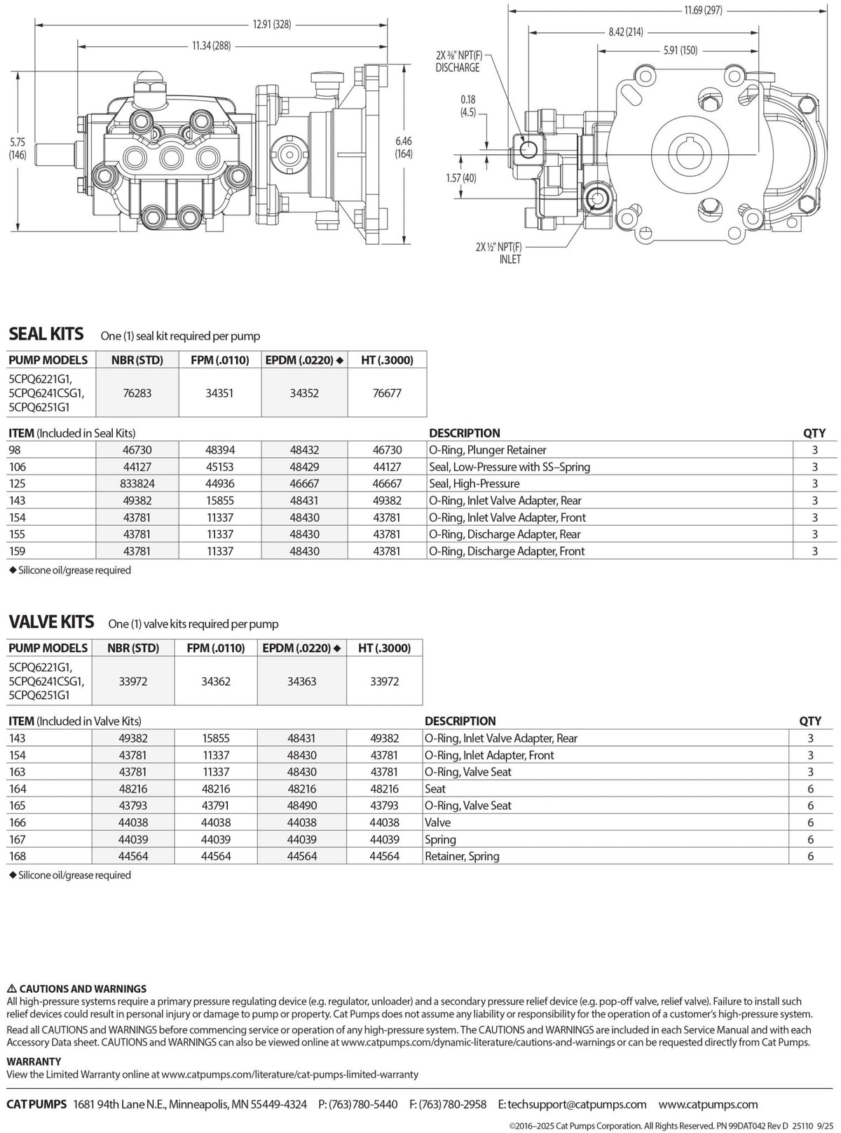 5CPQ6221G1.0220 CAT Pumps Quiet 5 - Frame Plunger Pump Direct Drive integral Gearbox with a 1 - inch input shaft size 316 Stainless Steel Right - Hand shaft rotation Block - style manifold 7.4 GPM 1,500 PSI EPDM Seals - Hydrocomponents & Technologies Inc.