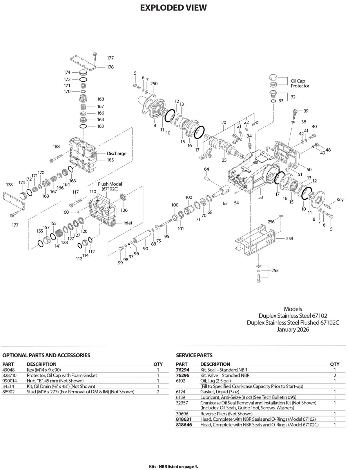 67102 Cat Plunger Pump, Flanged, Reverse , 100 GPM 1000 PSI , 60 Frame , Duplex Stainless Steel , R - Hydrocomponents & Technologies Inc.