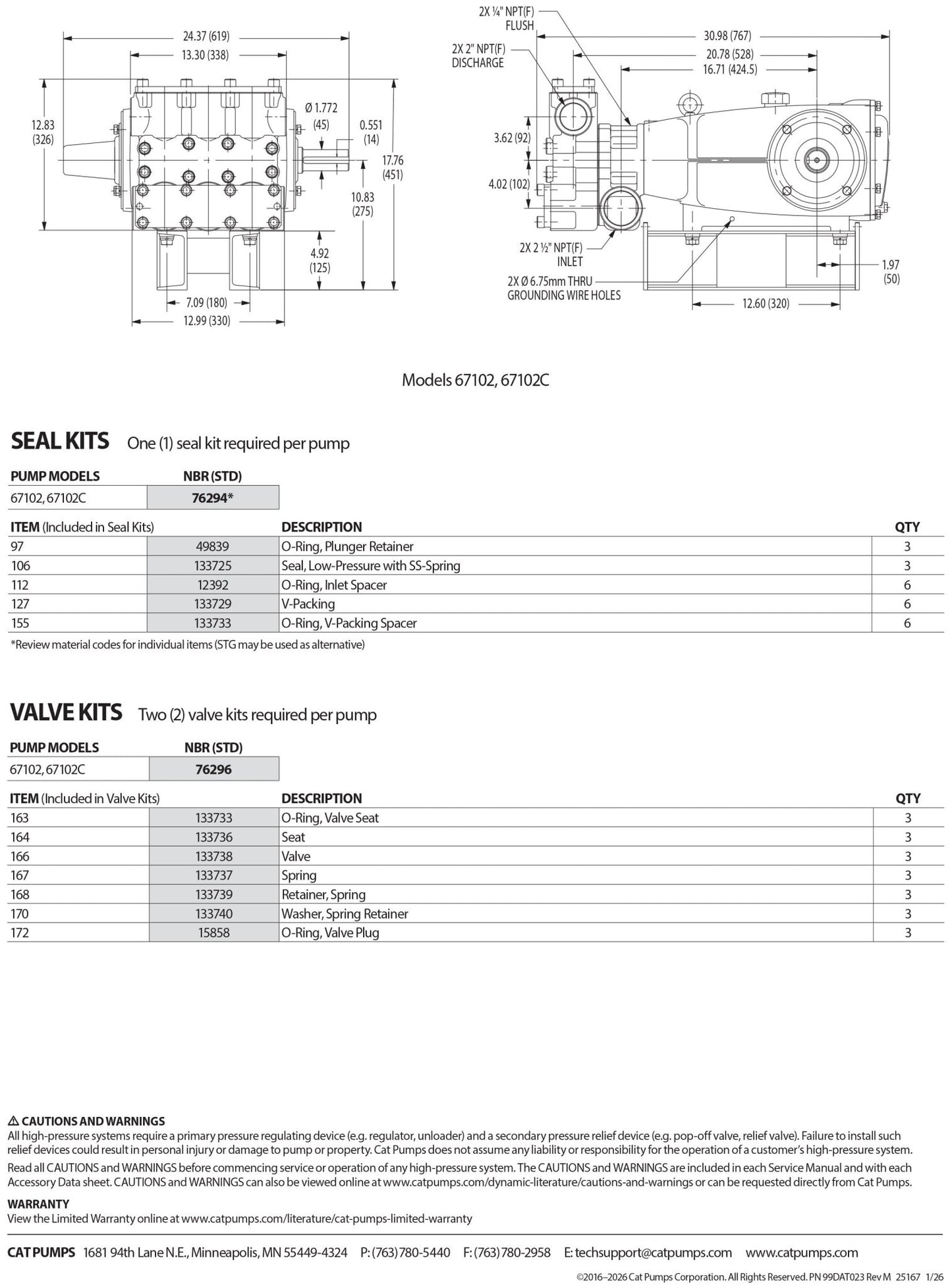 67102 Cat Plunger Pump, Flanged, Reverse , 100 GPM 1000 PSI , 60 Frame , Duplex Stainless Steel , R - Hydrocomponents & Technologies Inc.