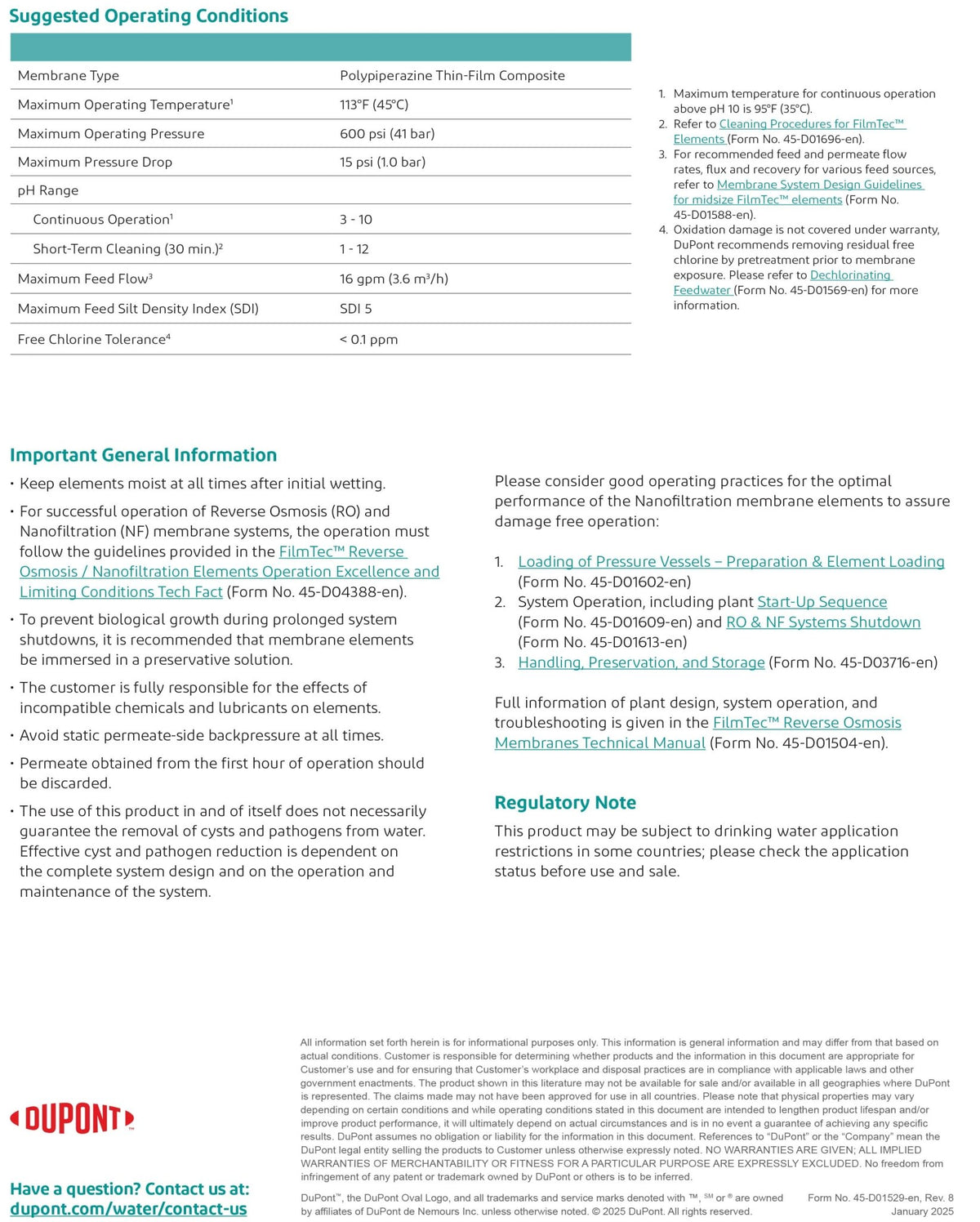 NF270 - 4040 FilmTec™ DuPont / DOW Nanofiltration Membranes - Hydrocomponents & Technologies Inc.