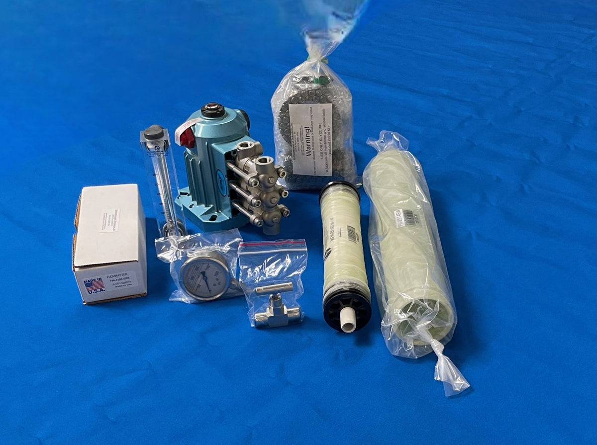 2.5 x 14 inch Desalination Machine Watermaker Kit 150 GPD Membrane 1000 PSI Housing - Hydrocomponents & Technologies Inc.
